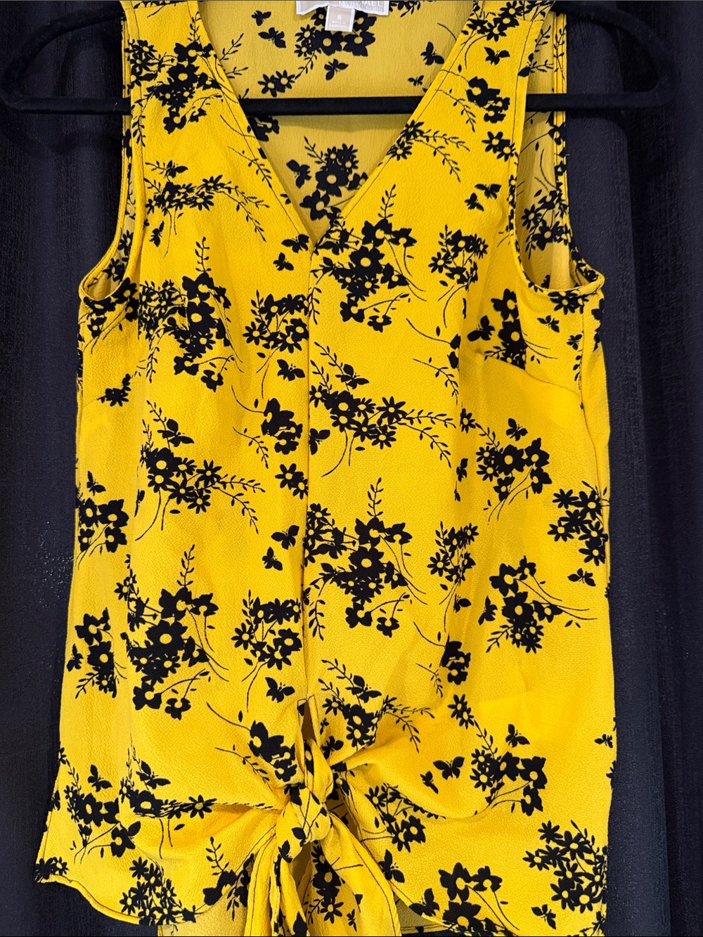 MICHAEL Michael Kors Yellow Floral Tie-Front Sleeveless Camisole
